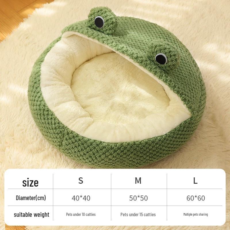 Cartoon Frog Shape Pet Bed: Winter-Warm & Four Seasons Universal for Cats and Dogs