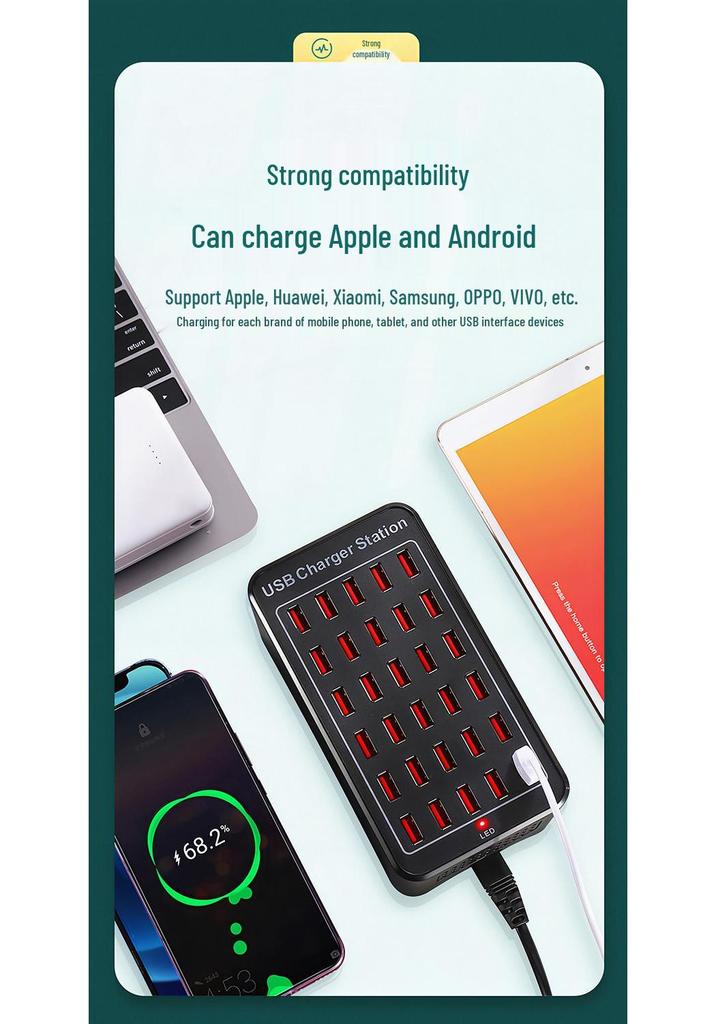 Multi-port Fast USB Charger: Smart Multi-hole Desktop Station for Charging Multiple Devices