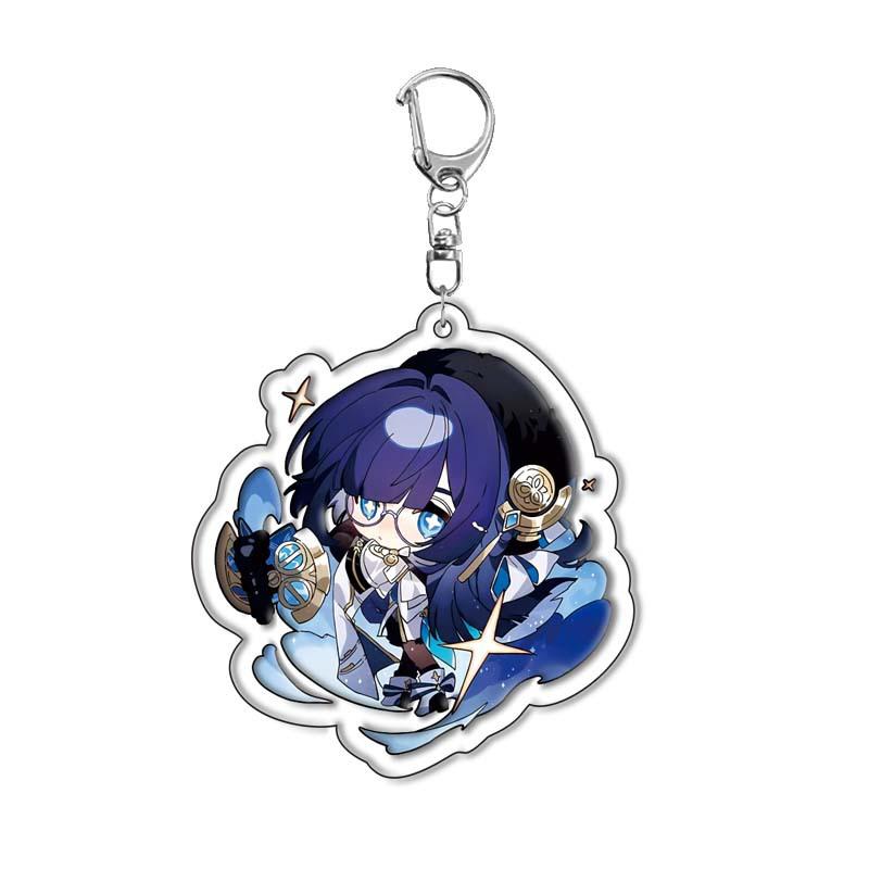 6CM Honkai Star Rail Anime Game Keychain Double-sided Cartoon Figure Lunae Blade Key Ring for Women Car Bag Phone Pendant Gifts