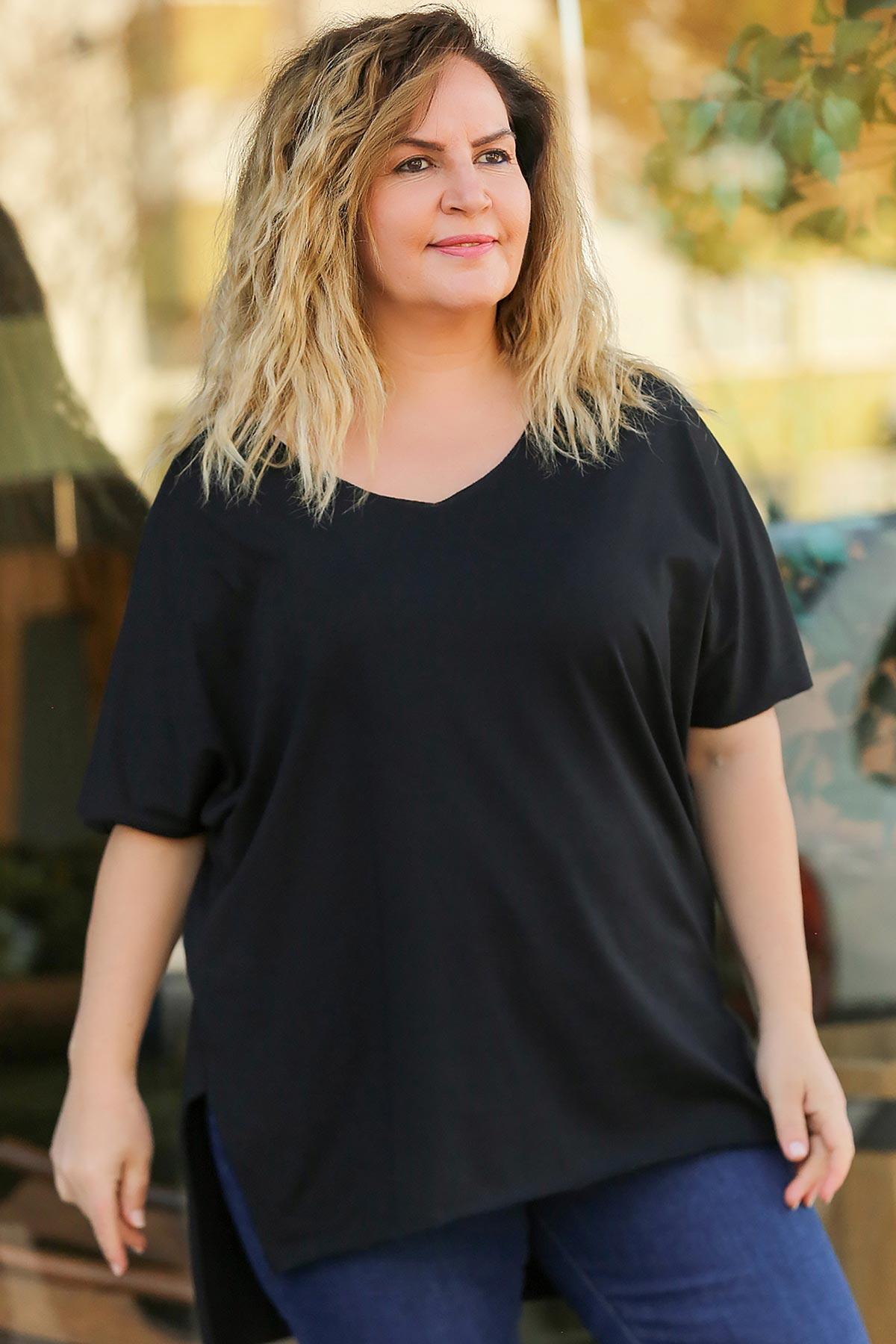 

Футболка больших размеров с V-образным вырезом STANDART чёрный