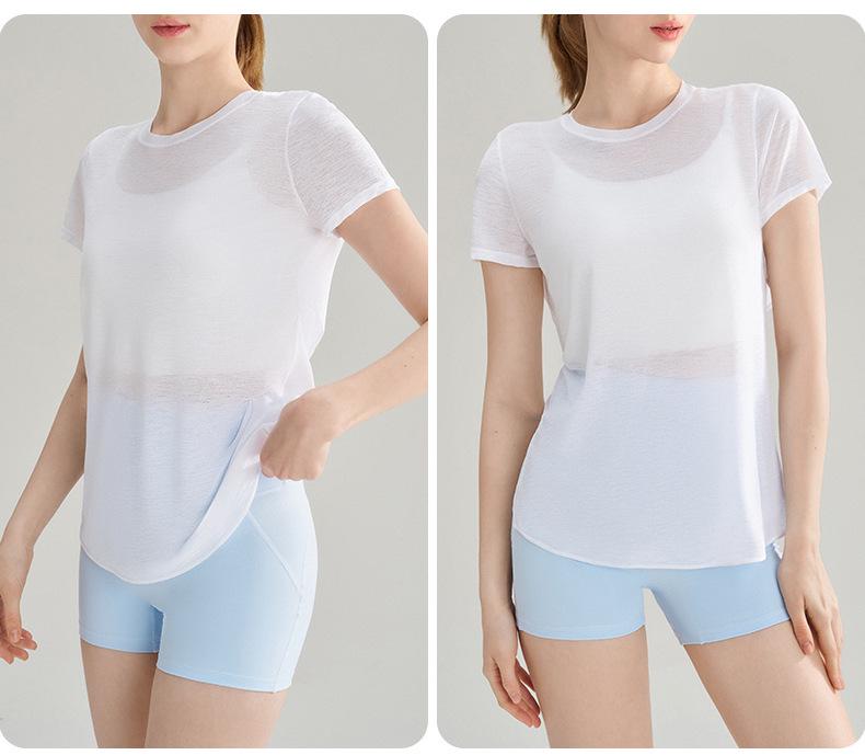 Women's Bamboo Yarn Hollowed Back Quick-Dry Yoga T-Shirt