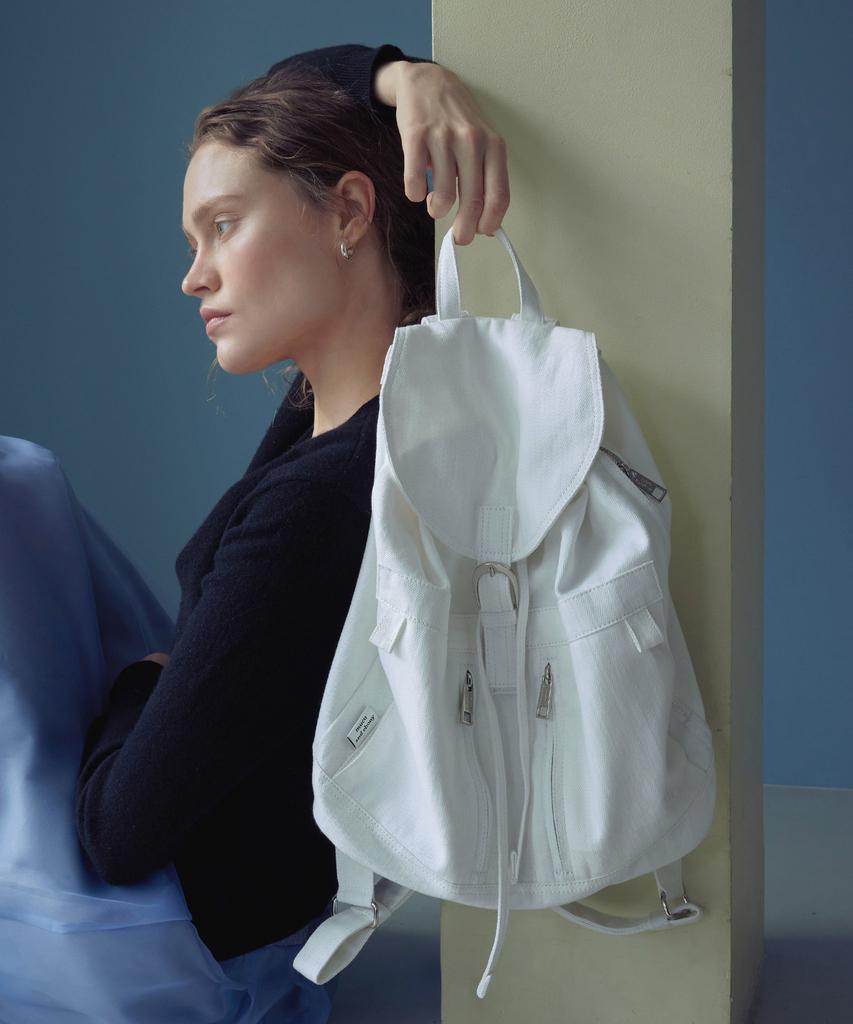 Mucu And Ebony Notting Herringbone Backpack _ Ivory