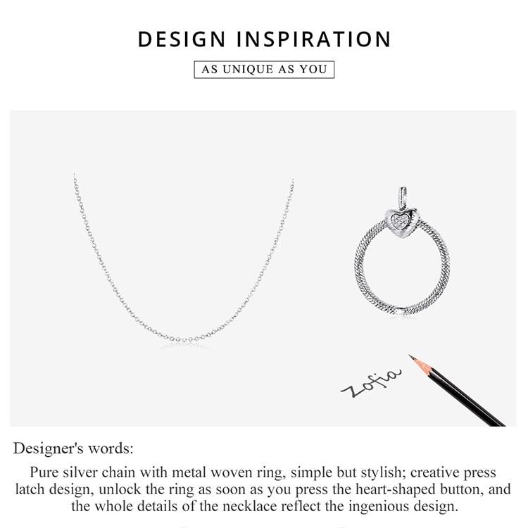 Conjunto de Joias BAMOER Prata Esterlina 925 Colar Corrente Base Pingente Coração Amor para Mulheres Fabricação de Joias da Moda