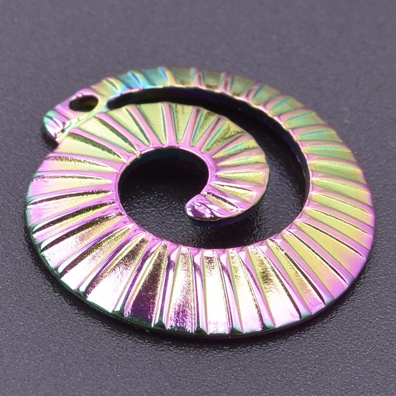5pcs Color Chameleon Fish Tail Pendant Stainless Steel Charm Diy Jewelry Making Supplies Woman Shell Necklace Charms Accessories