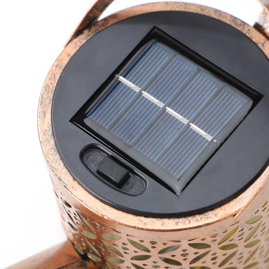 Solar Kettle Shower Light Metal Iron Retro Garden Watering Can Lamp for Outdoor Patio Lawn Yard Decor