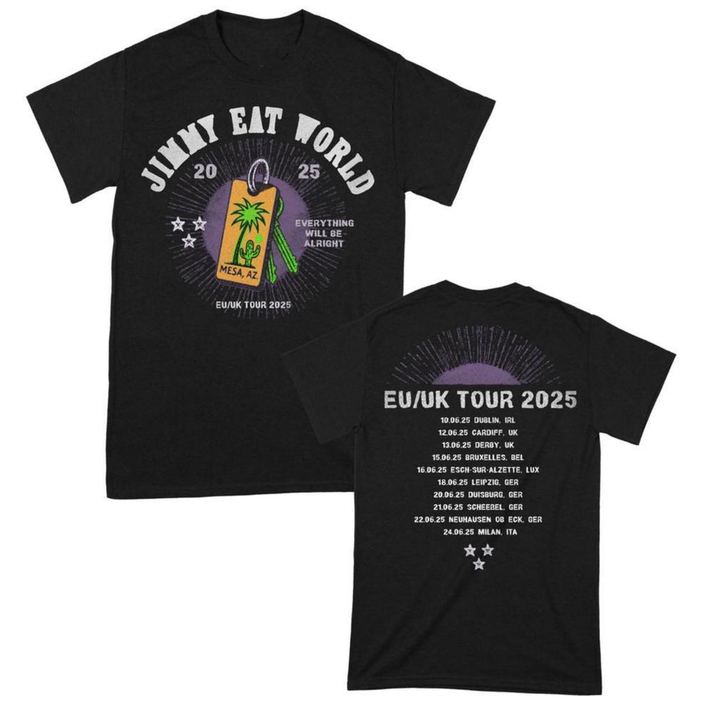 NOWY Zespół Jimmy Eat World Trasa po UE i UK Bawełniany Czarny T-shirt S-5XL BT566 Koszulka Unisex