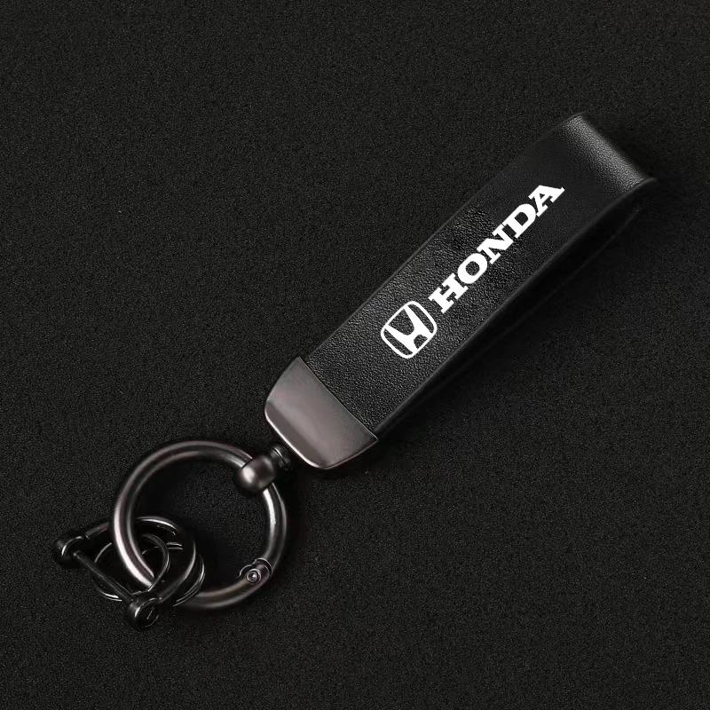 High-Grade Leather Zinc Alloy Car Vintage Leather Keychain For Honda Civic XR-V CR-Z CRV HRV City Accord Legend Jazz RR VTi Fit XK6