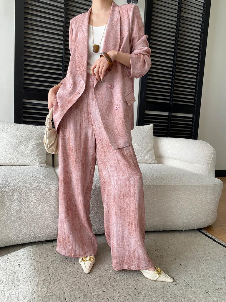 Sijan Early Spring New Arrivals Linen Blend High Intelligence Old Money Drip Suit Jacket Wide Leg Pants Set Sn
