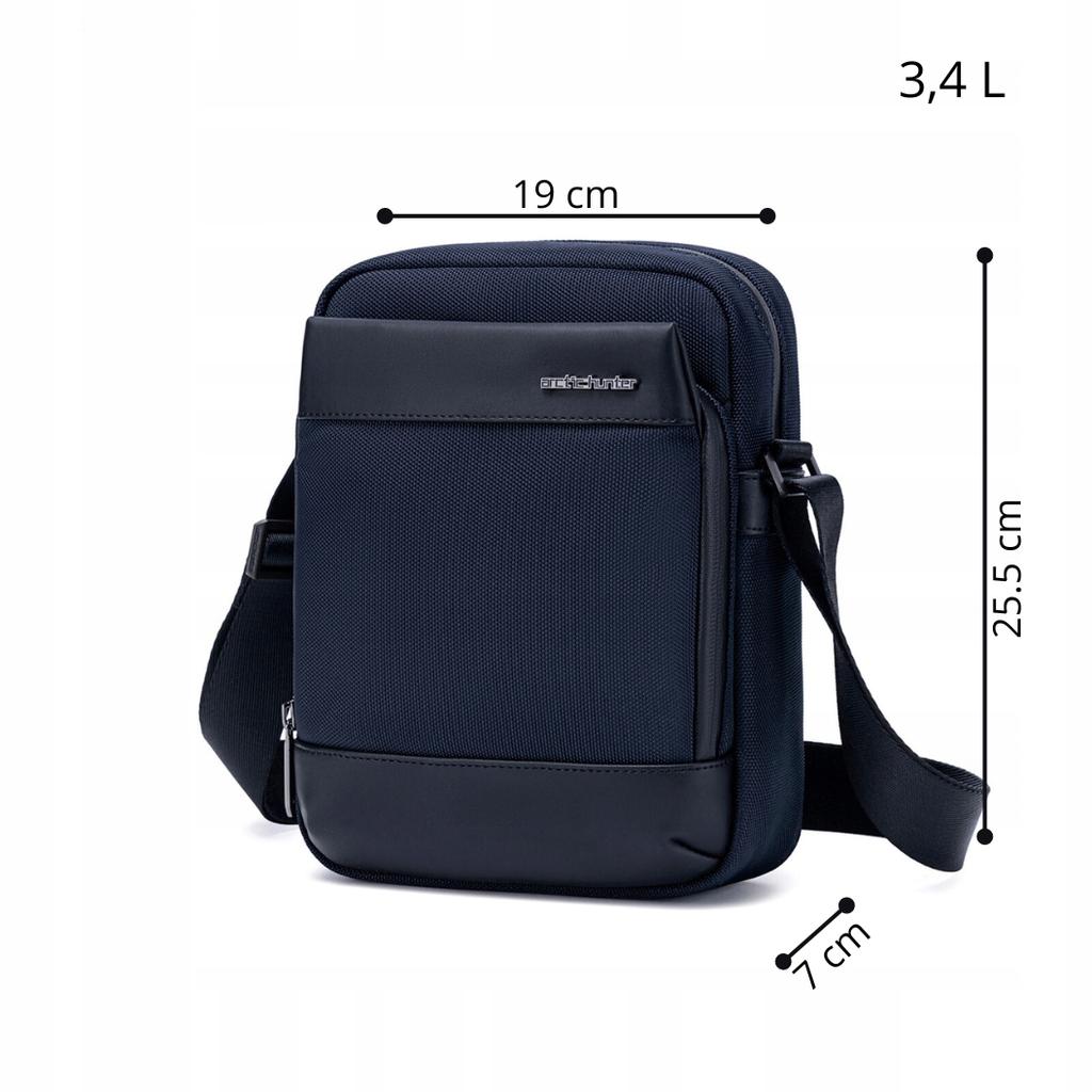 Saszetka męska granatowa wodoodporna na ramię torba biznesowa miejska stylowa na telefon 3,4 l arctic hunter k00679blue