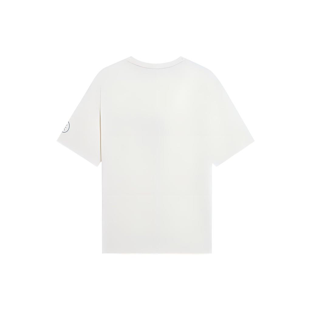 Li-Ning Simple Letter Print Casual Loose Sports Round Neck T-Shirt Men Tops White AHSS811-2