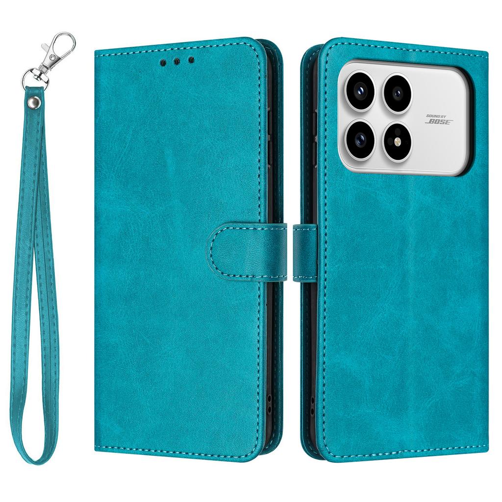 For Xiaomi Poco F8 Pro/Redmi K90 5G Wallet Case Flip Stand Calf Texture PU Leather Phone Cover with Strap