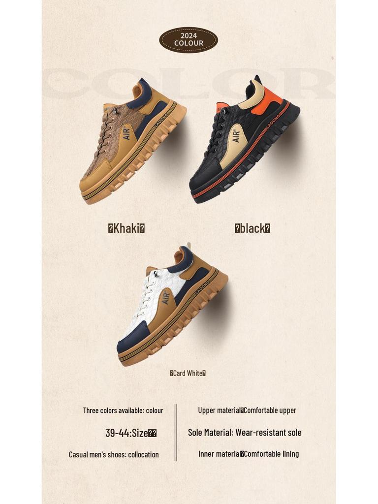 Men's Waterproof Leather Slip-on Casual Sneakers, Autumn Fashion, Versatile Thick-soled Sport Shoes