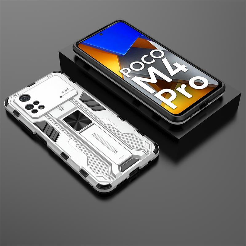 

For Xiaomi Poco M4 Pro 4G Case Shockproof Armor Magnetic Holder Phone Case For Poko Little M 4 4M PocoM4 M4Pro Stand Back Cover For Poco M4 Pro 4G