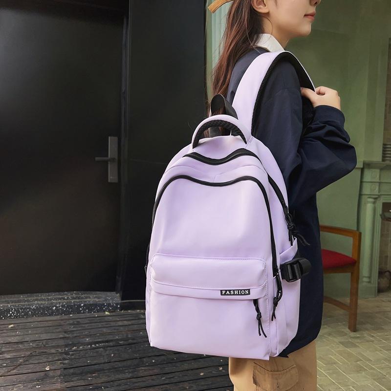 Korean-style Solid-color, Fresh and Clean Backpack for High School Students, A Campus Instagram Style, A Simple Forest-themed Backpack for Girls