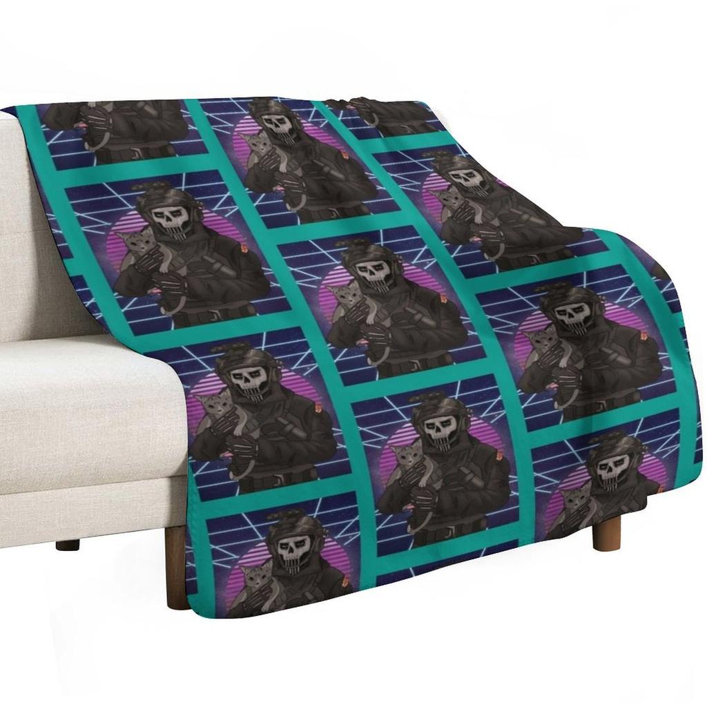 Simon Ghost Riley Cat Retro Throw Blanket Modern Design Soft Blanket for Home Decor