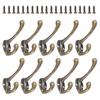 BronzeCraft 10Pcs Heavy Duty Wall Hooks Vintage Coat Rack with 20 Screws