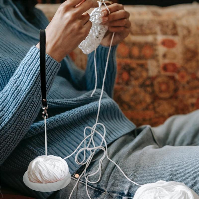 2025 Trend 1PCS Acrylic Wrist Yarn Holder With Leather Wrist Strap, Portable Yarn Ball Holder, Organizer For Knitting Supplies D