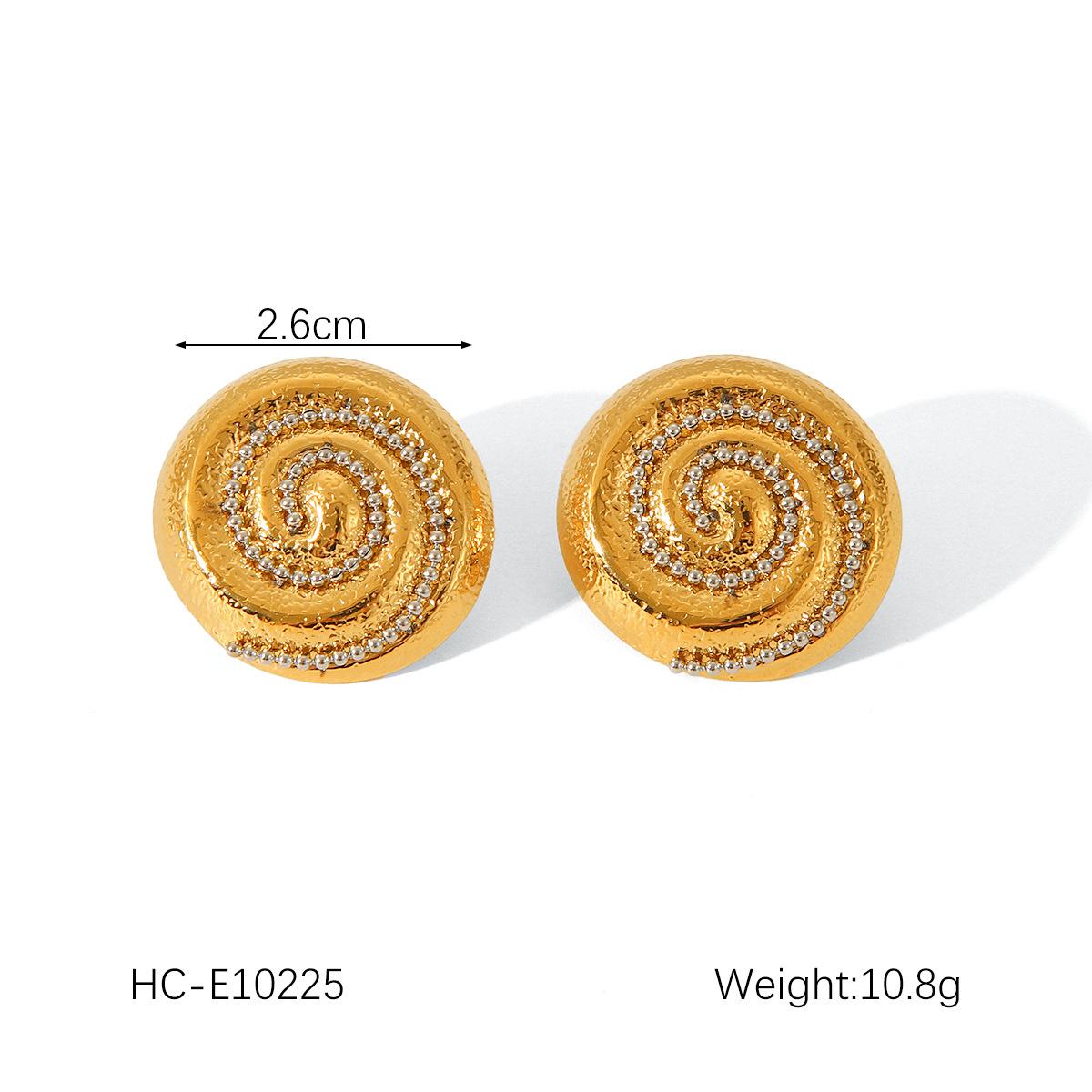 

Fashion Trendy Geometric Titanium Steel Earrings 18K Gold Stainless Steel Spiral Pattern Swirl Studs Women s Pearl Ear Jewelry