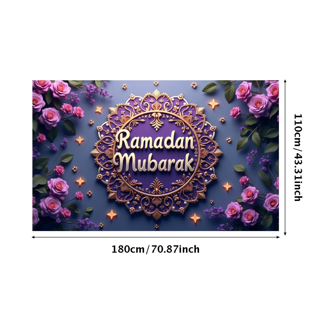 Ramadan Mubarak Banner Backdrop Lanterns Crescent Stars Mosque Party Celebration Ramadan Kareem Photography Decorations Props