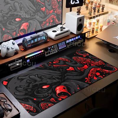 Großes Schwarzes Mauspads Oktopus Monster Schreibtischunterlagen Gamer Erweitertes Mauspads Tastaturmatte XXL Pads Büro PC Firma Mauspads 90x40CM