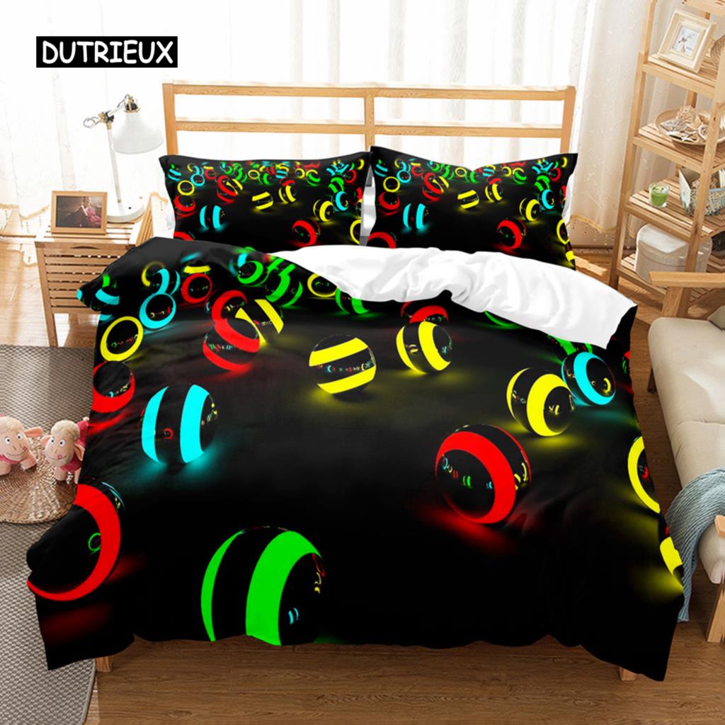 Glass Ball Duvet Cover Set Microfiber Colored Transparent Marbles Bedding Set Childhood Toys for Kid Teen Queen King Quilt Cover