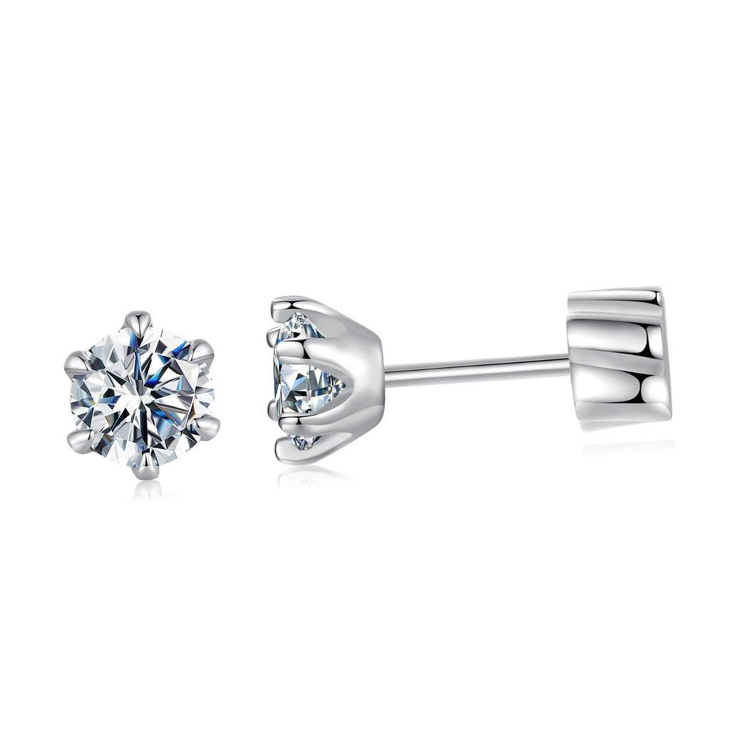Moissanite silver earrings 3x3mm 0.1 ct silver 925 size S