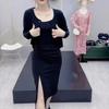 Trendy Women's Two-Piece Set: Stylish Spaghetti Strap Bodycon Dress with Long Sleeve Shawl Jacket