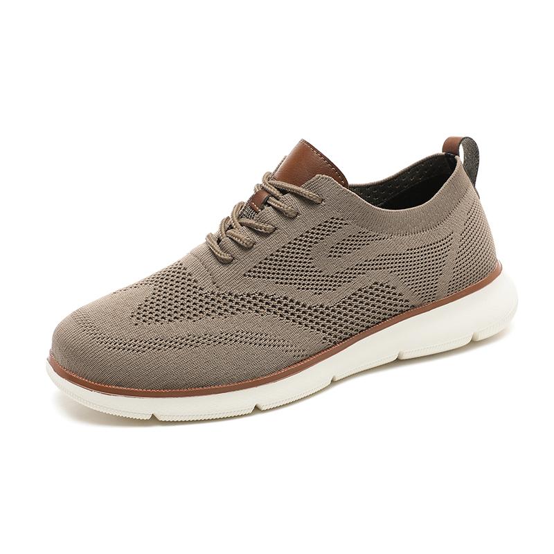 Fashion Retro Style Men's Casual Shoes Lightweight Knitted Walking Shoes Breathable Mesh Outdoor Traveling Flat Shoes