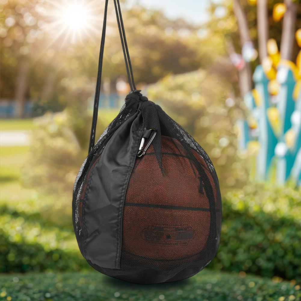 Single Ball Bag Mesh Carry Bag Sport Game Ball Storage Bag Drawstring Sling Back Bag for Basketball Volleyball Soccer Football