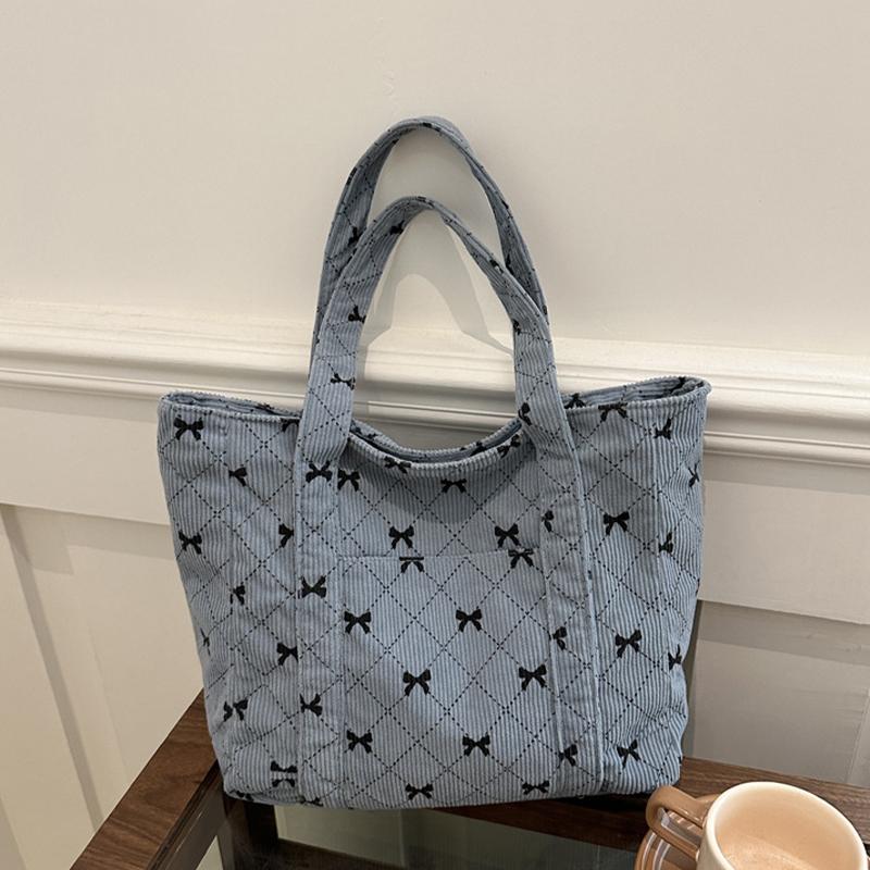 

Bow Shaped Diamond Grid New Fashionable One Shoulder Underarm Tote Bag синій
