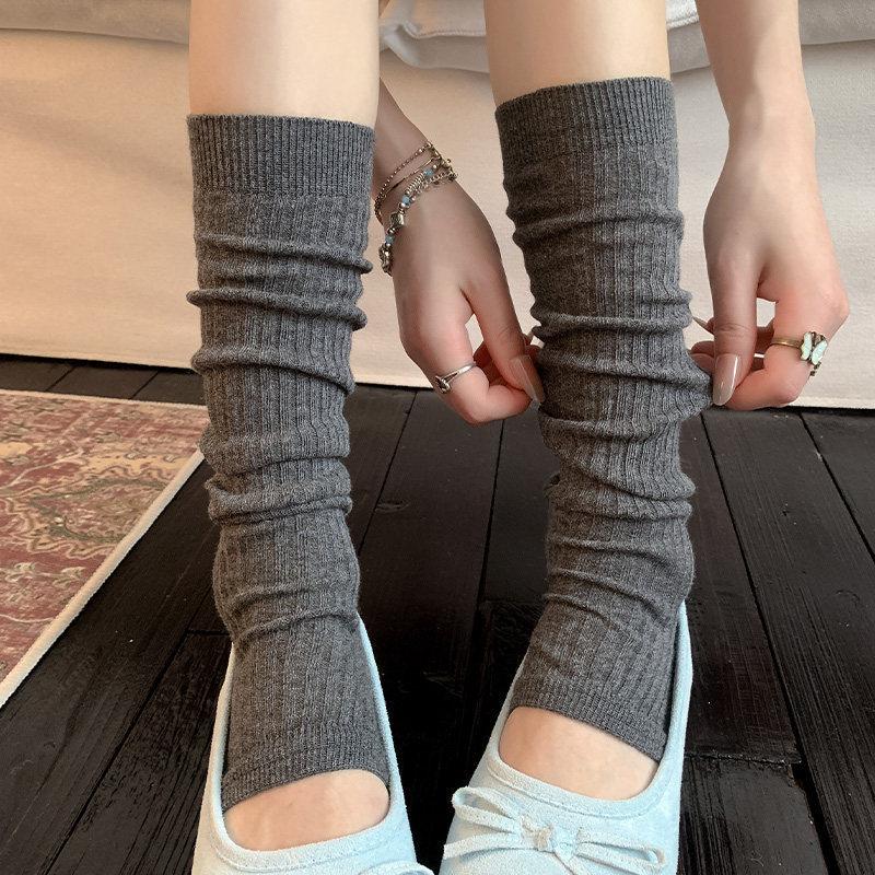 Thin Vertical Pattern Foot Stepping Calf Socks Women'S Summer Mesh Breathable Cold Stacking Socks Ballet Style Half Sole Leg Cover