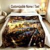 Steampunk Theme Custom Blanket Personalized Name & Text Customized Soft Warm Throw Blanket Home Decor
