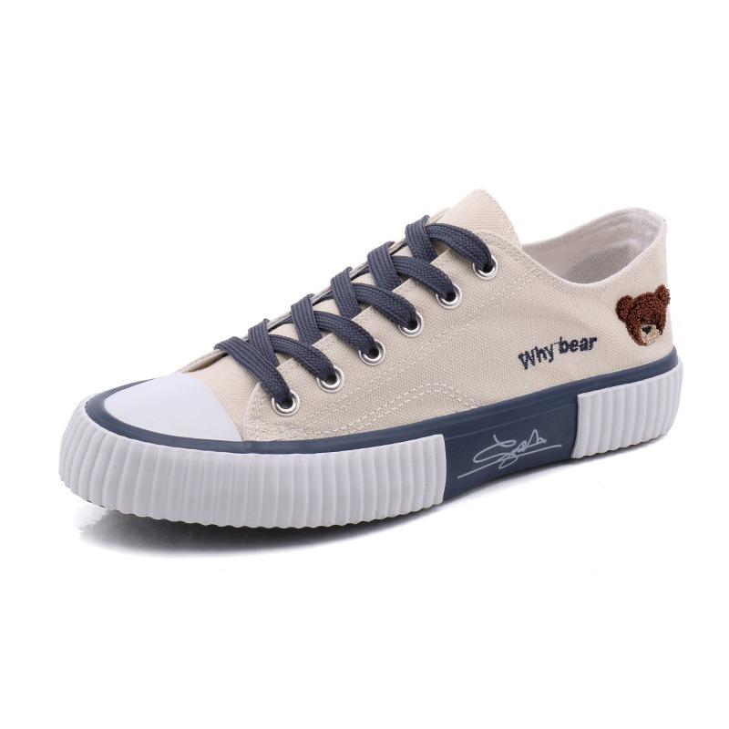 Bear canvas shoes women's spring new secondary sneakers student little white shoes lace-up board shoes tide