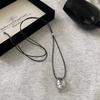 Drawable Black Rope Women Necklace Adjustable Pendant Necklaces New Sweater Chain  Women