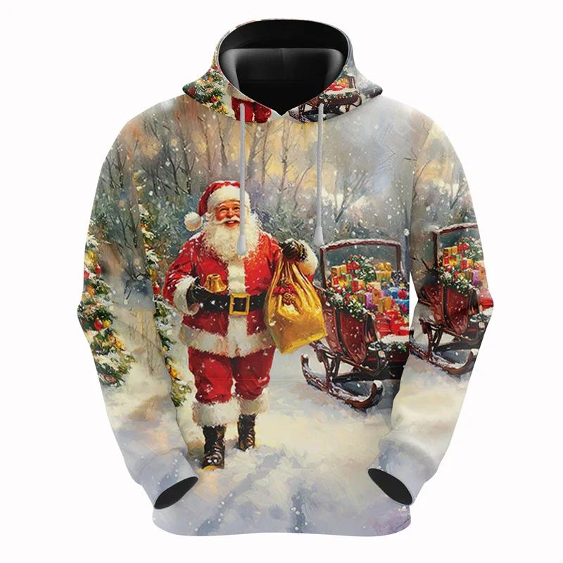 2026 Vánoční mikiny Santa Claus 3D potisk Pánské Dámské Nové Mikiny s kapucí Ležérní Unisex Mikina Pulovr Dětské Topy Oblečení