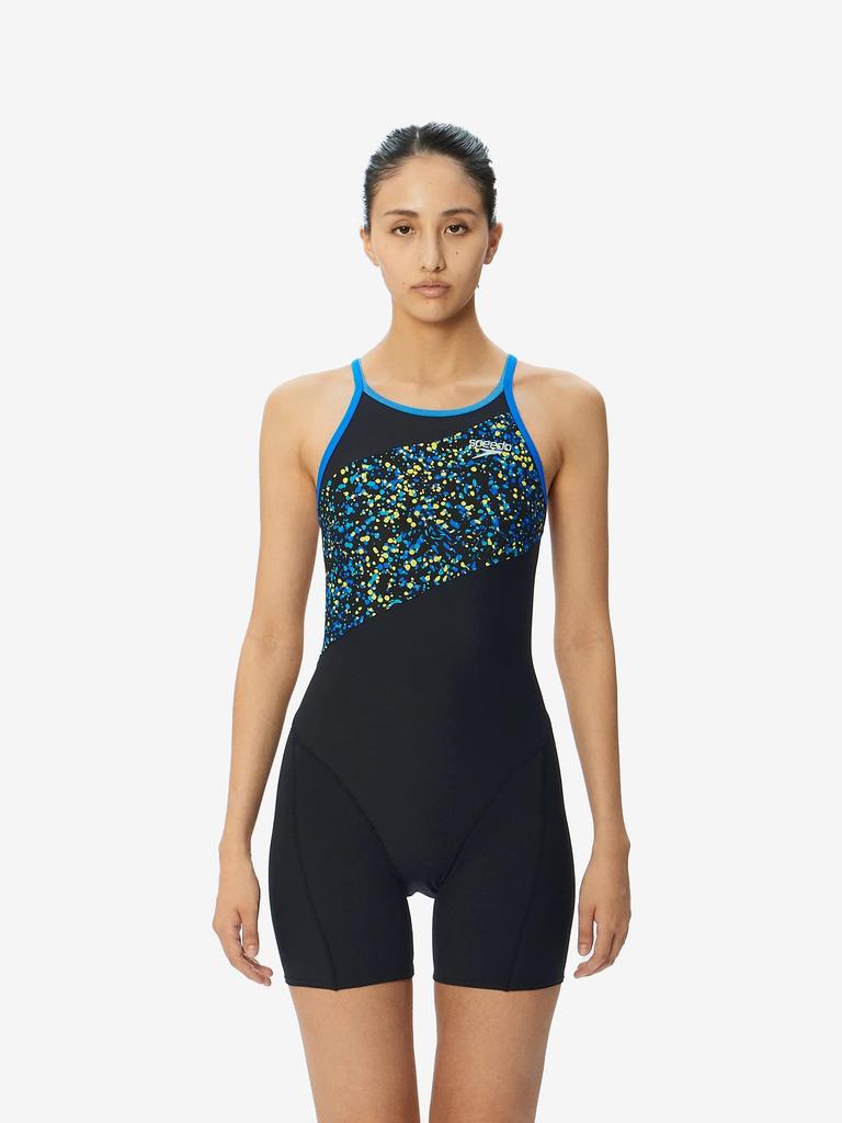 Competitive Swimming Training Swimsuit Sea Dots TurnS Short Kneeskin STW12360 L [Speed] Blue/Lemon