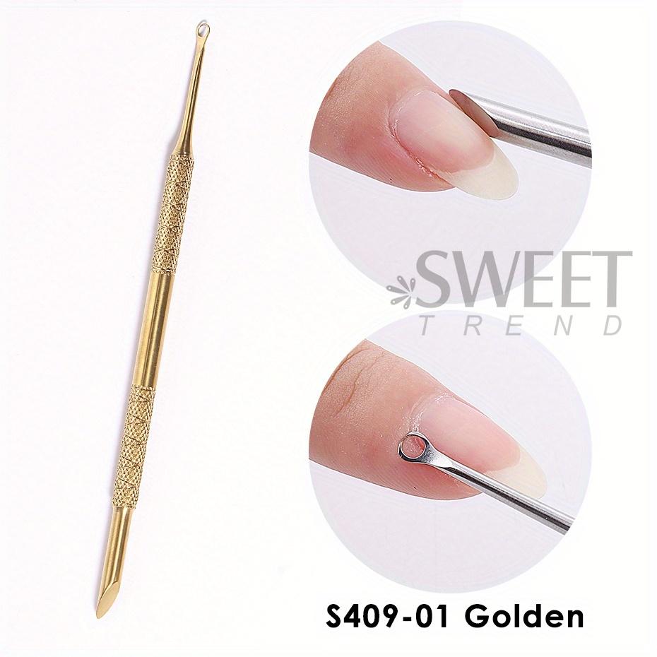 

Двусторонний толкатель для ногтей из нержавеющей стали, инструмент для удаления кутикулы, пилинга, подготовки к процедуре, очистки омертвевшей кожи, круглая скошенная лопатка, маникюрная ручка