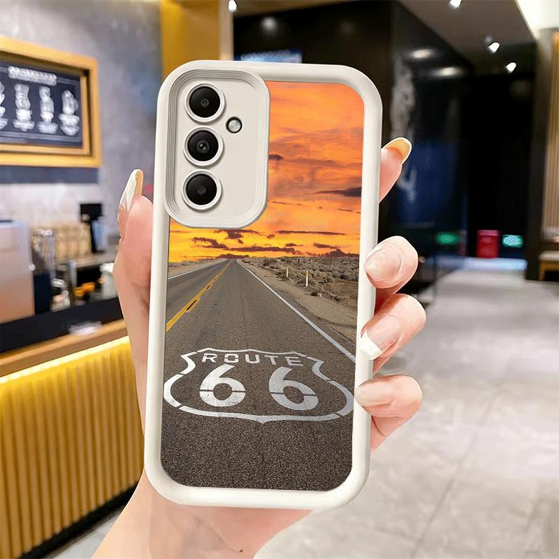 Handyhülle für Samsung Galaxy S26 S25 Ultra S24 FE America Route 66 Schale S23 Plus S22 + S21 S20 5G Weiches Silikon Funda