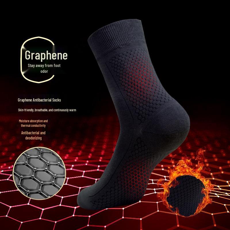 Fifth Generation Graphene-Infused Odor-Resistant Men's Autumn/Winter Antibacterial Cotton Business Socks