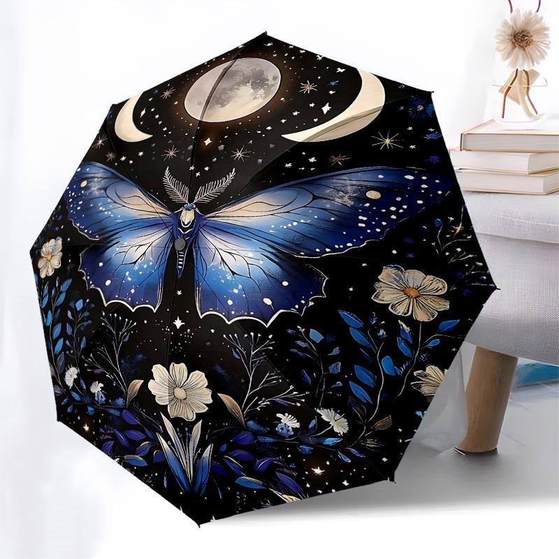 1pc Butterfly NightOpen/Close Umbrella-Windproof, Compact Travel Umbrella, Sturdy 8-Rib Shaft, Outdoor Accessory, 1056