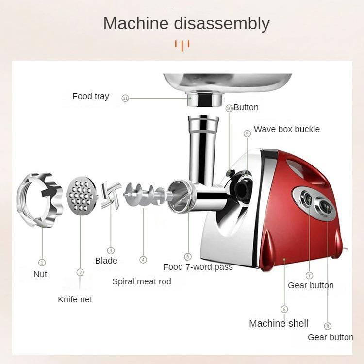 Multifunkční elektrický mlýnek na maso pro domácnost Plnička na uzeniny Kráječ zeleniny Kuchyňské potřeby