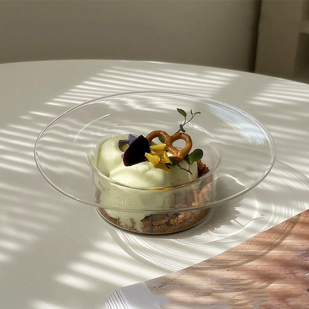 Multifunctional Transparent Glass Bowl Decorative Straw Hat Shaped Yogurt Bowl Household Juice Cup Breakfast