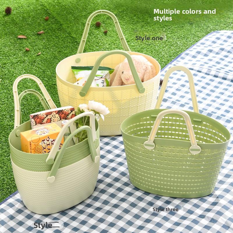 College Students' Home Male and Female Dormitory Bath Basket Storage Artifact Hand Basket Shopping Basket Daquan Imitation Rattan