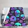 Psychedelic Neon Flower Skull Blankets  Plush Awesome Soft Throw Blankets for Coverlet Decoration