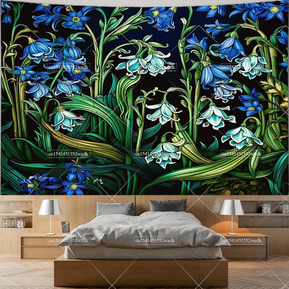 Wildflowers Tapestry Wall Hanging Garden Floral Botanical Tapestries Room Deocr Red Poppies Scenery Photography Background Cloth