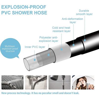 Nová 1,5M PVC vysokotlaká sprchová hadice Flexibilní sprchová trubice pro koupelnovou sprchovou hlavici Zlatá Stříbrná Vana Sprchová hadice Příslušenství