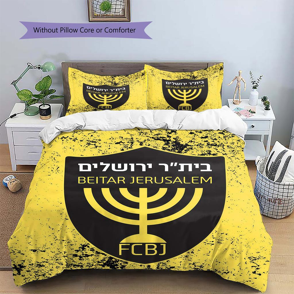 Beitar Jerusalem Football Club Pattern Bedding Quilt Set  Home Decoration  Gift (1 * duvet cover + 2 * pillowcase  without core)