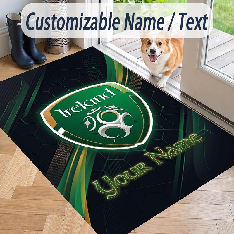 Custom Text Printed Rug Ireland Rugby Non Slip Floor Carpet For Home Room Decor