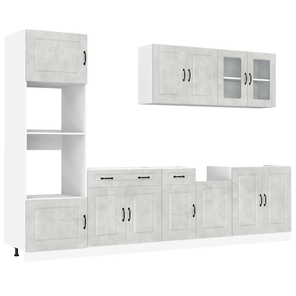 7 Piece Kitchen Cabinet Set Kalmar Concrete Grey Particleboard