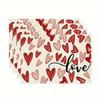 Red Pink Heart Love Linen Placemats Non Slip Heat Resistant Mats Multiple Sizes For Valentine Romantic Home Table Ornament